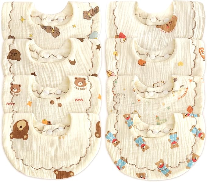 EllieHouse Baby Bibs for Girls Boys 8 Pack Muslin Drool Teeth Drooling Teething by EllieHouseVIPBrandExclusive