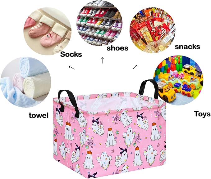 Ghost Happy Halloween Kids Gift Shelf Storage Basket Organizer Box Clothes - Image 2