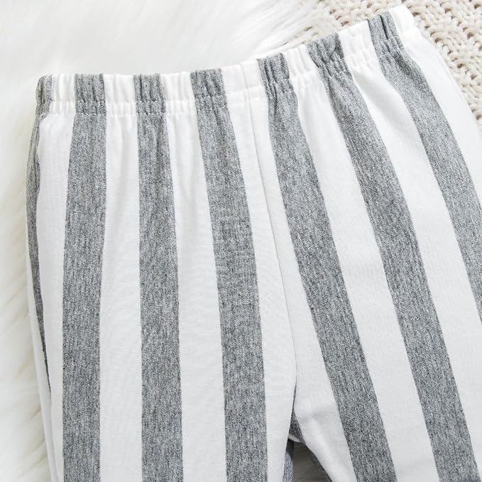 Baby Girl Clothes Long Sleeve Fall Outfits Toddler Sweatsuit Striped Flare Pants - Image 4