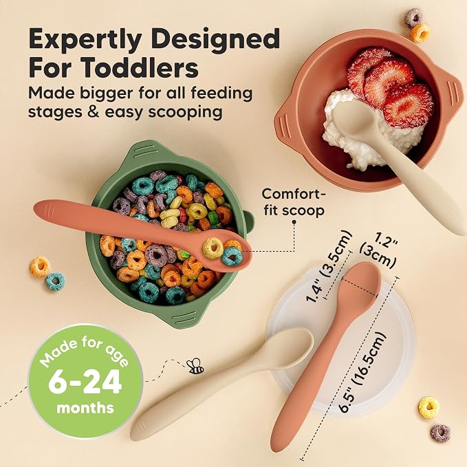 KeaBabies Silicone Baby Spoons, Self Feeding 6-12 months - Image 2