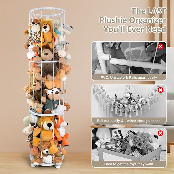 Stuffed Animal Storage Zoo Plushies Toy Storage Organizer, Metal Tube Stuffed - Image 4