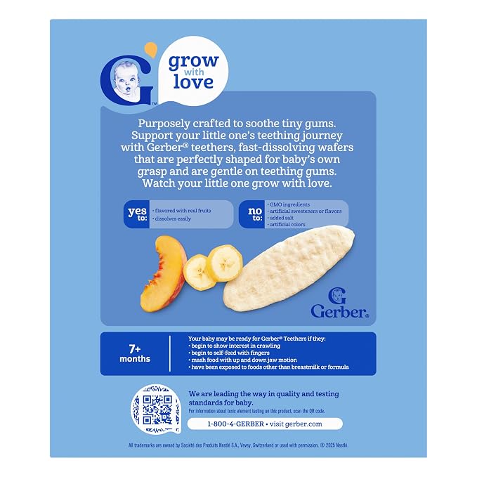 Gerber Teethers, Banana Peach Gentle Teething Wafers, Baby Teething Snacks - Image 9