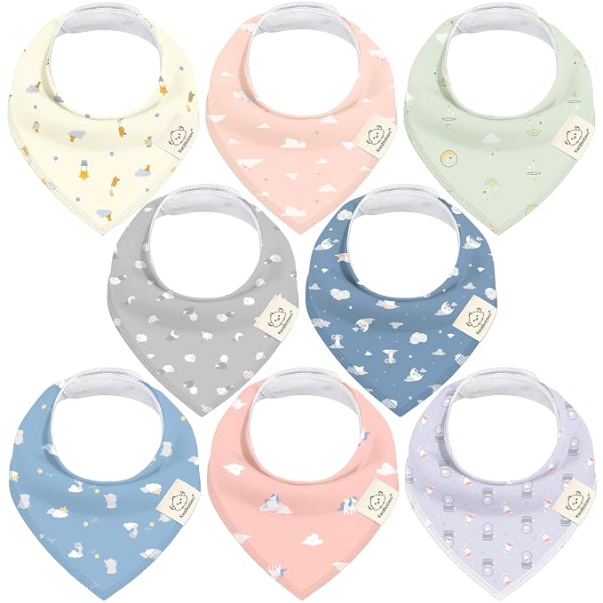 8-Pack Organic Baby Bandana Bibs by KeaBabies