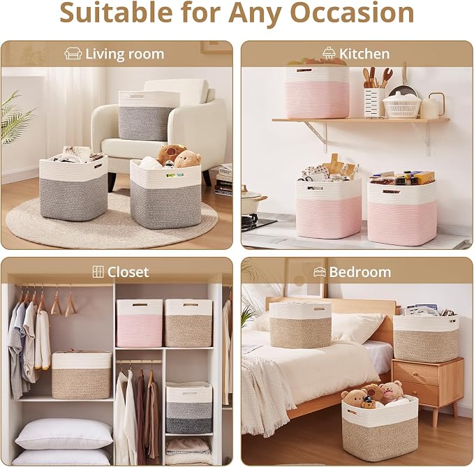 OIAHOMY 13 Kallax Inch Cube Storage Bins, Kallax Insert Storage Baskets - Image 6