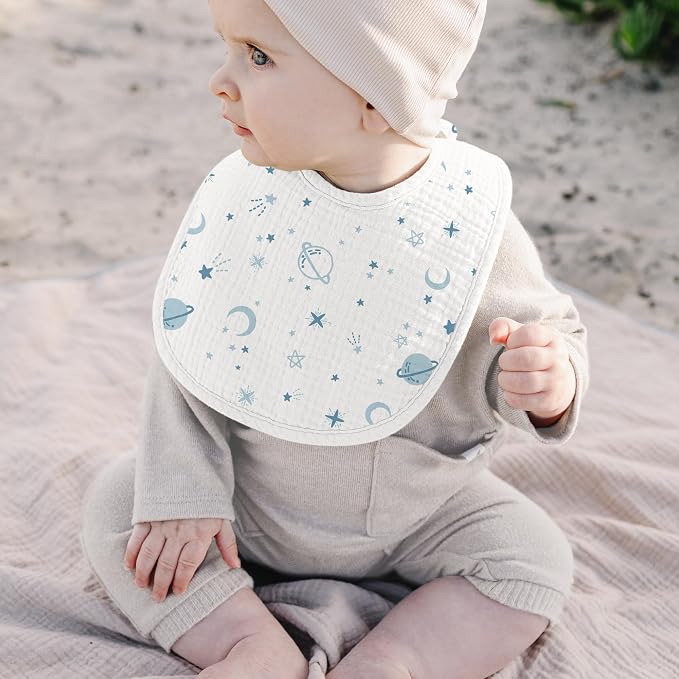 Konssy 10-Pack Muslin Baby Bibs, Soft Cotton Bandana Bibs - Image 5