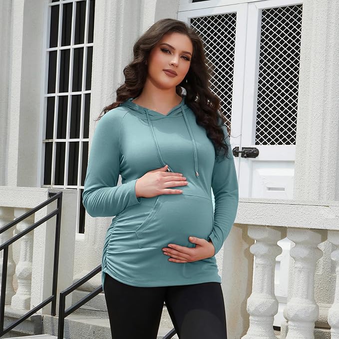 GINKANA Maternity Hoodie Long Sleeves Shirts Casual Maternity Top Pregnancy - Image 3