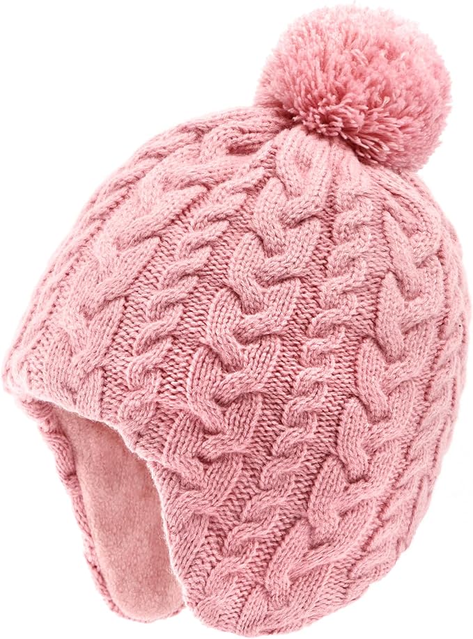 Duoyeree Kids Beanie Hat for Boys Girls Pom-pom Kint Hats Cozy Lining Winter by Duoyeree