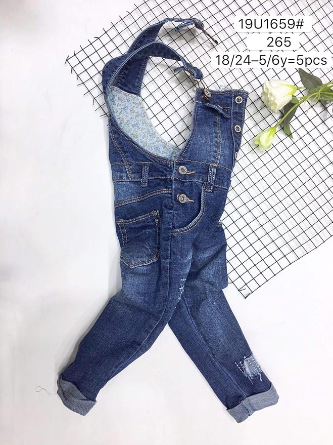 KIDSCOOL SPACE Baby Toddler 2 Buttons Adjustable Straps Fashion Jean Overall - Image 3