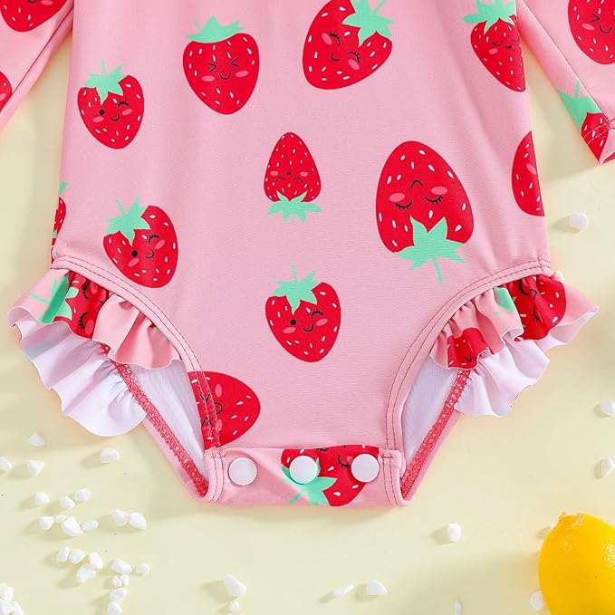 WOLBAY Baby Girl Swimsuit Long Sleeve One Piece Rash Guard - Image 5