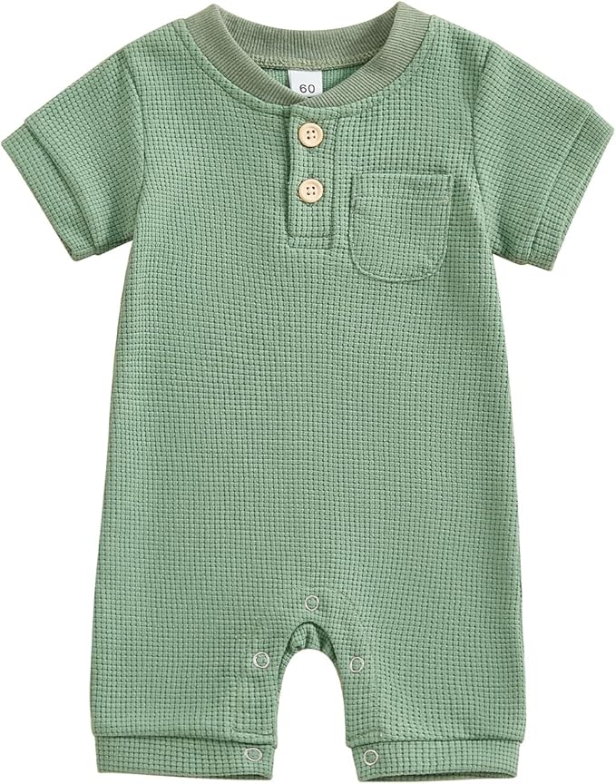 Kuriozud Newborn Infant Unisex Baby Boy Girl Clothes Button Romper Jumpsuit by Kuriozud