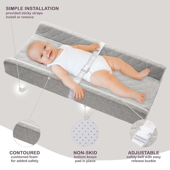 Organic Cotton Contoured Baby Changing Pad w/Waterproof Foam Mattress, Includes - Image 3