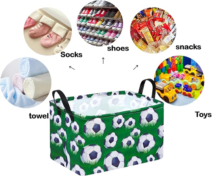 Rectangle Football Pattern Kids Gift Storage Basket Shelf Storage Basket - Image 6