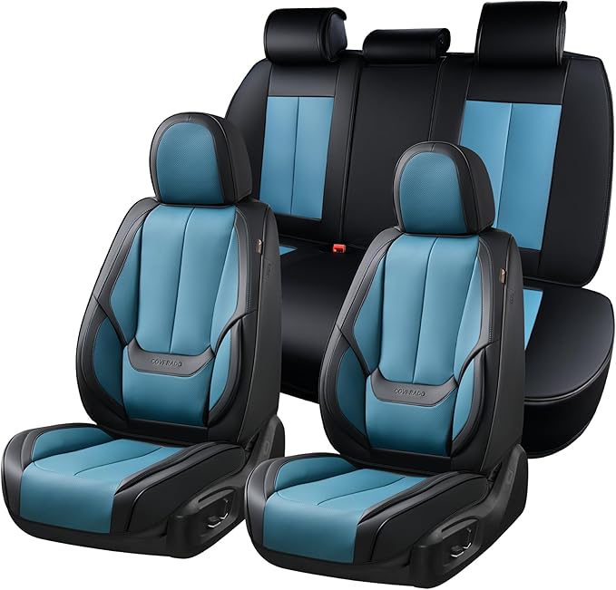Coverado Car Seat Covers Full Set, Car Seat Protector Waterproof, Nappa Leather by COVERADOAUTO