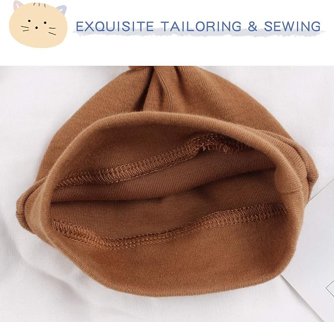 JANGANNSA Newborn Baby Hat Infant Baby Boys Beanie Top Knot Stretchy Hats - Image 5