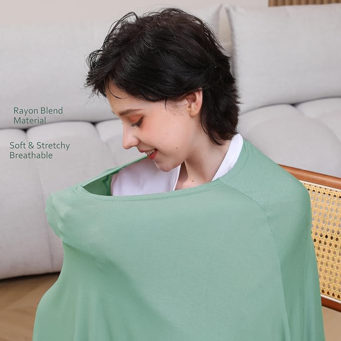 Multi-use Nursing Cover for Breastfeeding, 360°Full Coverage Nursing Poncho - Image 4