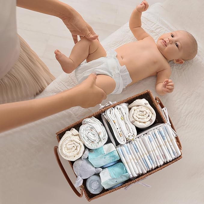 HBlife Diaper Caddy Organizer, Large Hand-Woven Storage Basket - Image 5