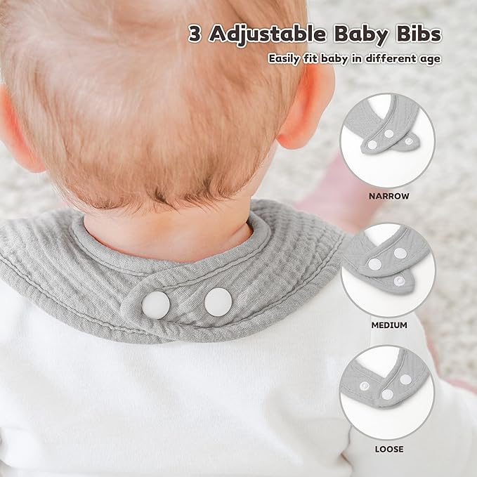 Susurration Muslin Baby Drool Bibs 6Pack Soft Square Adjustable Baby Bandana - Image 5