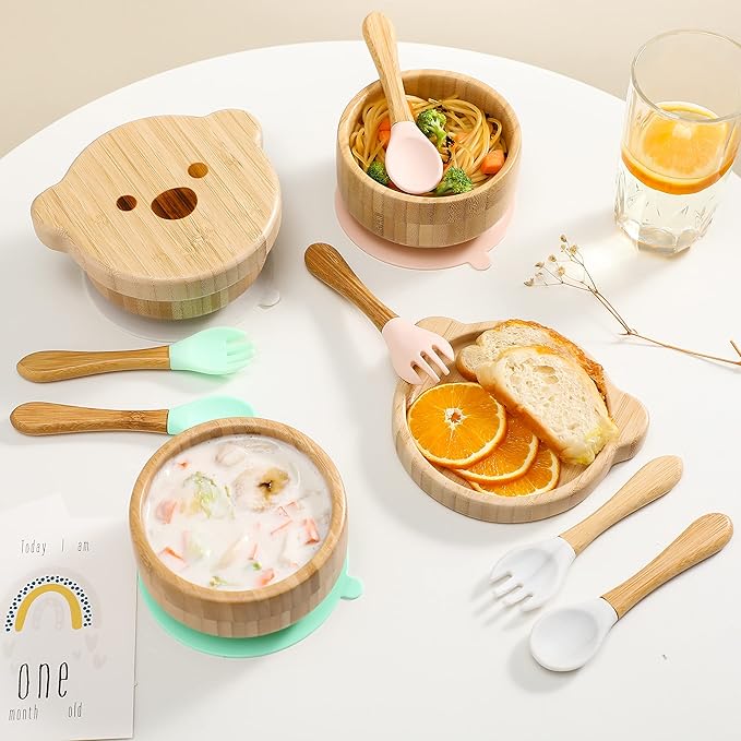 Baby Bowls with Lid, HBM Bamboo Suction Bowls - Image 5