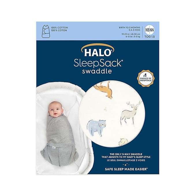 HALO 100% Cotton Sleepsack Swaddle, 3-Way Adjustable Wearable Blanket, TOG 1.5 - Image 2
