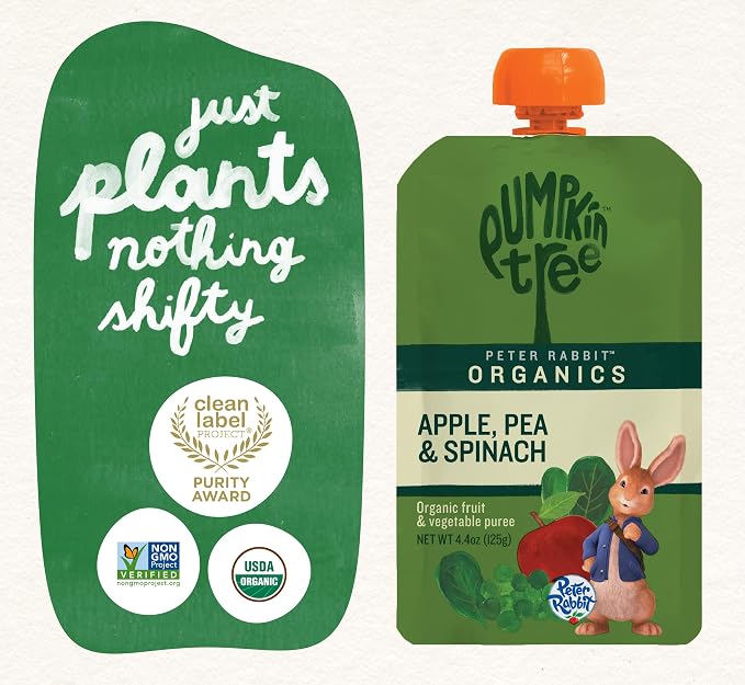 Pumpkin Tree Peter Rabbit Organics, Spinach and Apple Puree, 4.4-Ounce Pouches - Image 5