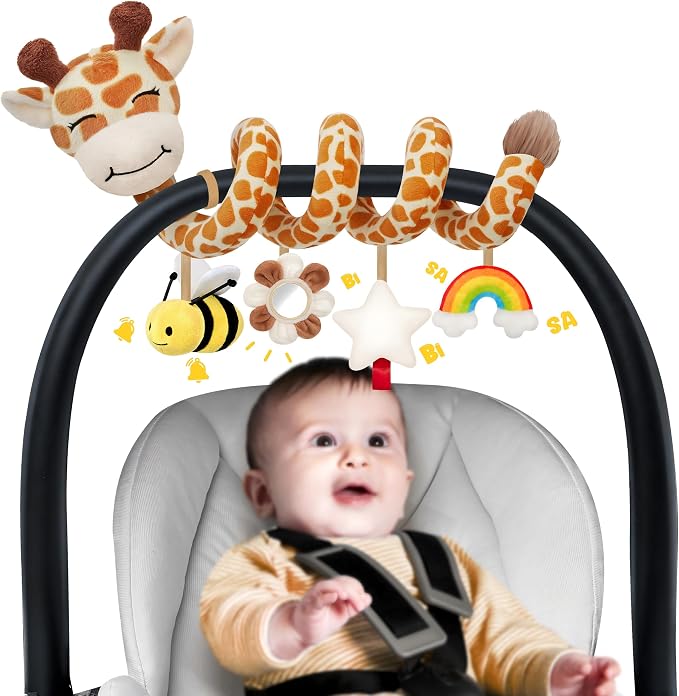 Stuffed Spiral Car Seat Baby Toys 0-6 Months, Infant Carseat Sensory Toys by STUFFED