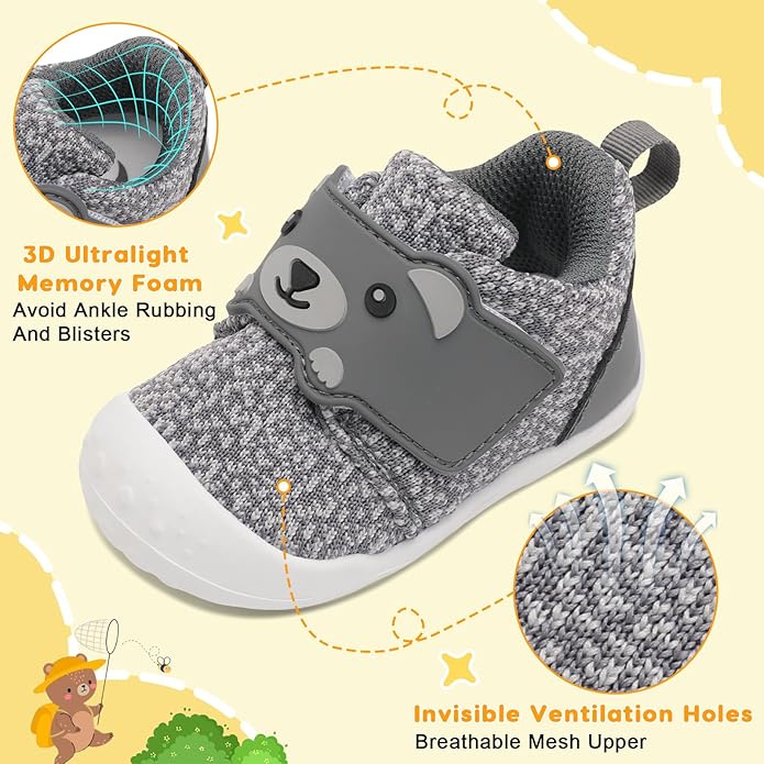 FEETCITY Baby Walking Shoes Wide Baby Shoes Boys Girls Infant Sneakers Crib - Image 4