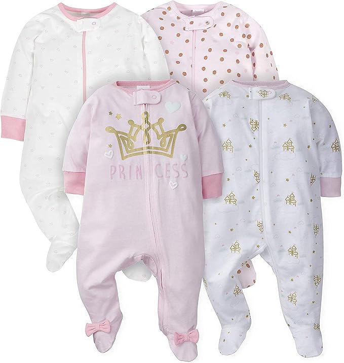 Gerber Baby Girls 4 Pack Sleep 'N Play Footie by Gerber