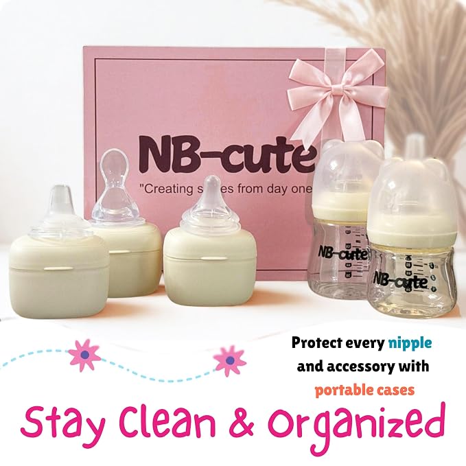Glass Baby Bottles Anti Colic Set 2 Pack 3oz and 6oz BPA Free Heat Resistant - Image 8