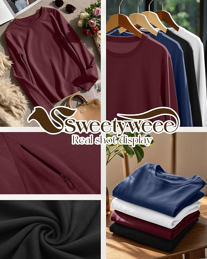 4 Pack Women's Nursing Breastfeeding Tops, Long Sleeve Maternity Shirts Loose - Image 3
