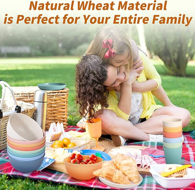 Reusable Bowls Set Unbreakable Cereal Bowls, 24 OZ Wheat Straw Fiber - Image 6
