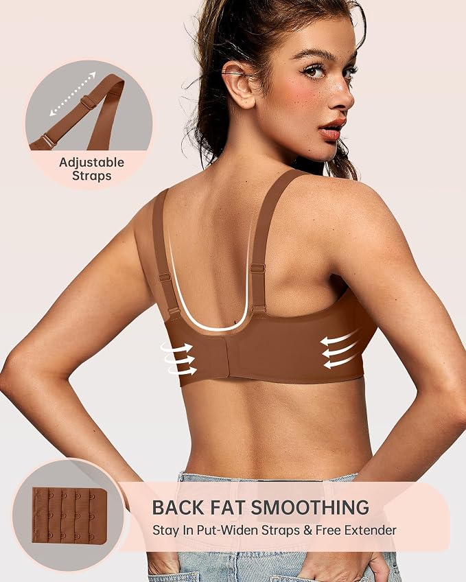 OEAK Womens Deep V Bras Wireless Comfortable Bra Supportive No Underwire Bras - Image 3