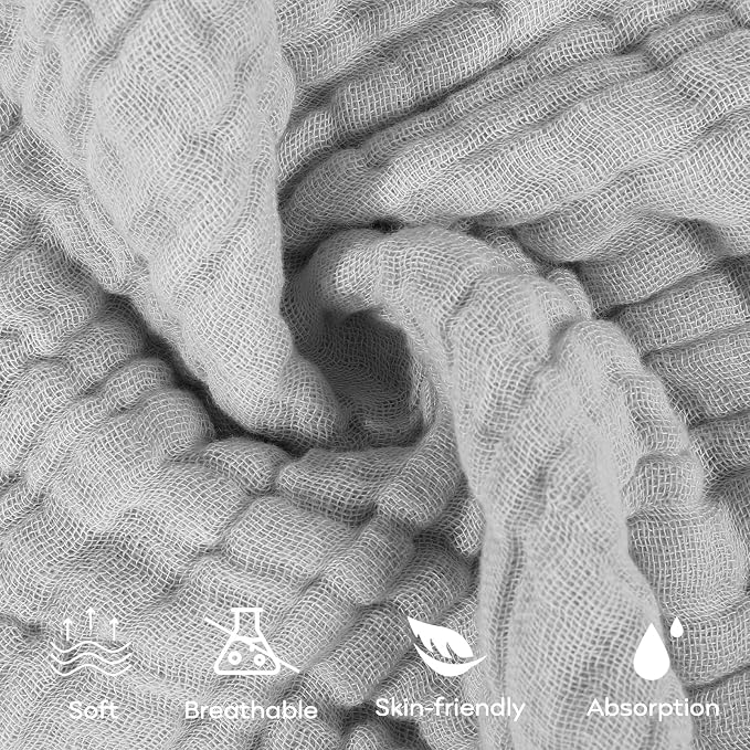 Yoofoss Muslin Baby Washcloths 100% Cotton Face Towels 10 Pack Wash Cloths - Image 2