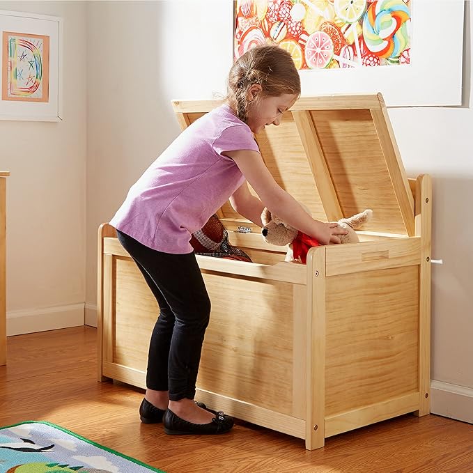 Melissa & Doug Toy Chest, Wooden Toy Storage Box - Image 2