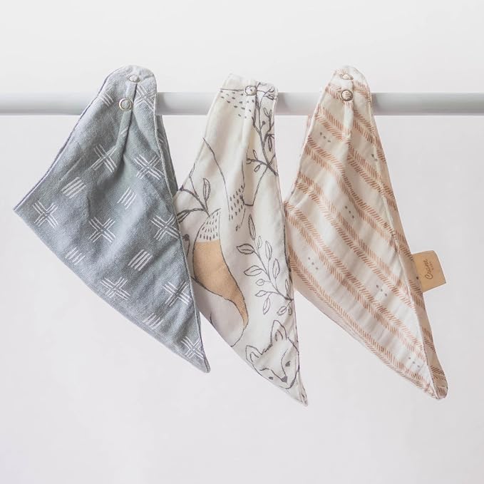 Crane Baby Bandana Bibs, Soft Muslin Adjustable Absorbent Bib Set, 3 Pack - Image 5