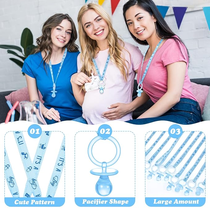 Chengu 100 Pcs Baby Shower Pacifiers Necklace, Acrylic Pacifiers Necklace Party - Image 2