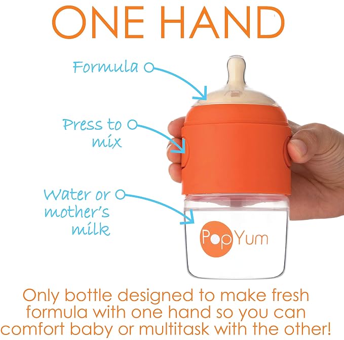 PopYum 9 oz Orange Anti-Colic Formula Making/Mixing/Dispenser Baby Bottles - Image 2