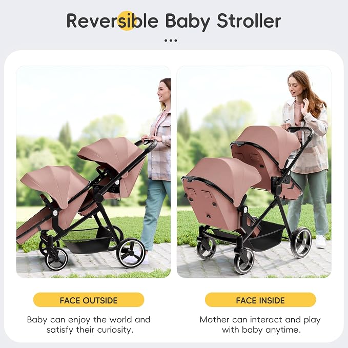 MU Double Stroller, Foldable Twin Tandem Stroller - Image 2