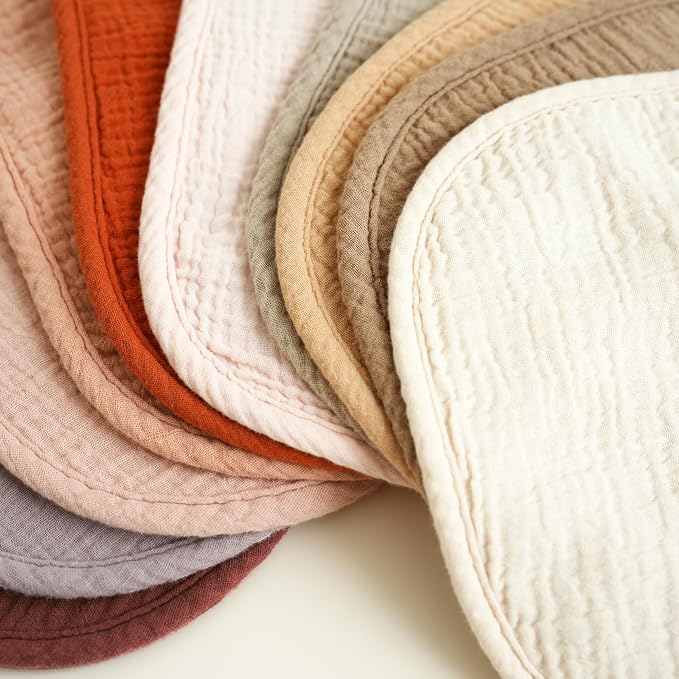 Konssy 10-Pack Muslin Baby Bibs, Soft Cotton Bandana Bibs - Image 8