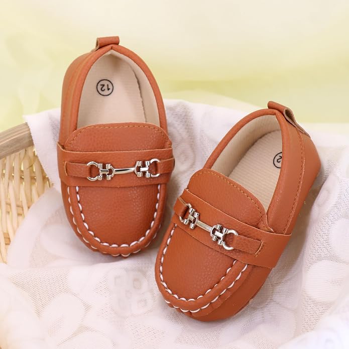 LONSOEN Baby Girls Boys Loafers Prewalker Dress Crib Shoes - Image 3