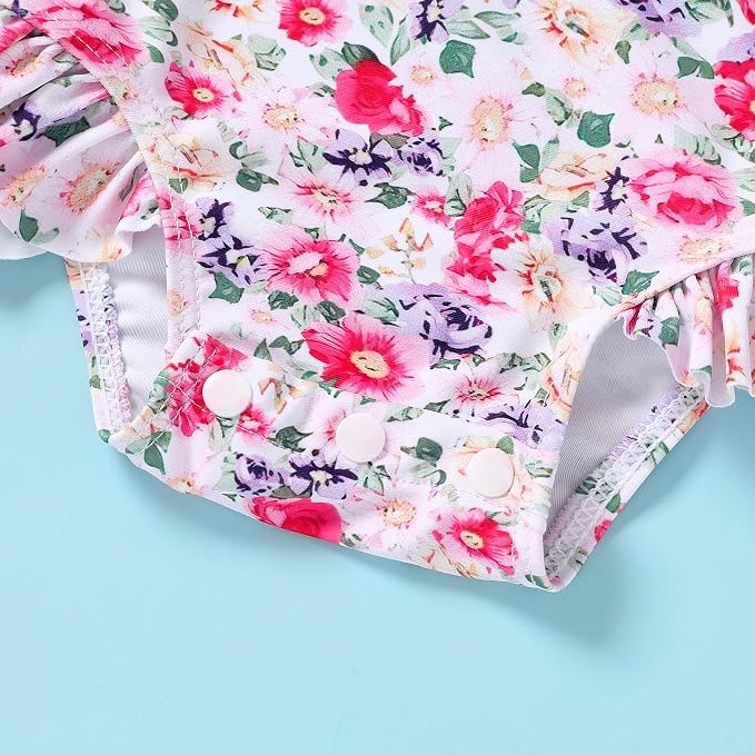 Infant Baby Girl Swimsuit One-Piece Long Sleeve Rash Guard - Image 6