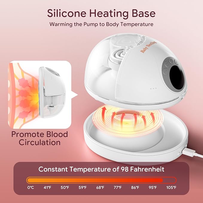 Breast Pump Hands Free, Smart Heated Base Promotes Milk Production, 40dB Quiet - Image 6