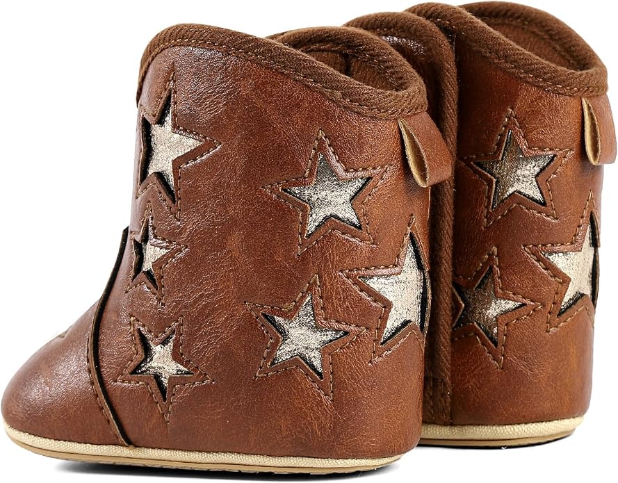 MK MATT KEELY Leather Western Boots Cowboy Bootie Soft Sole Non-Slip Crib Shoes - Image 6