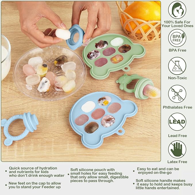 WAJIAYON Baby Breastmilk Popsicle Molds & Fruit Feeder, Baby Food Freezer Tray - Image 6