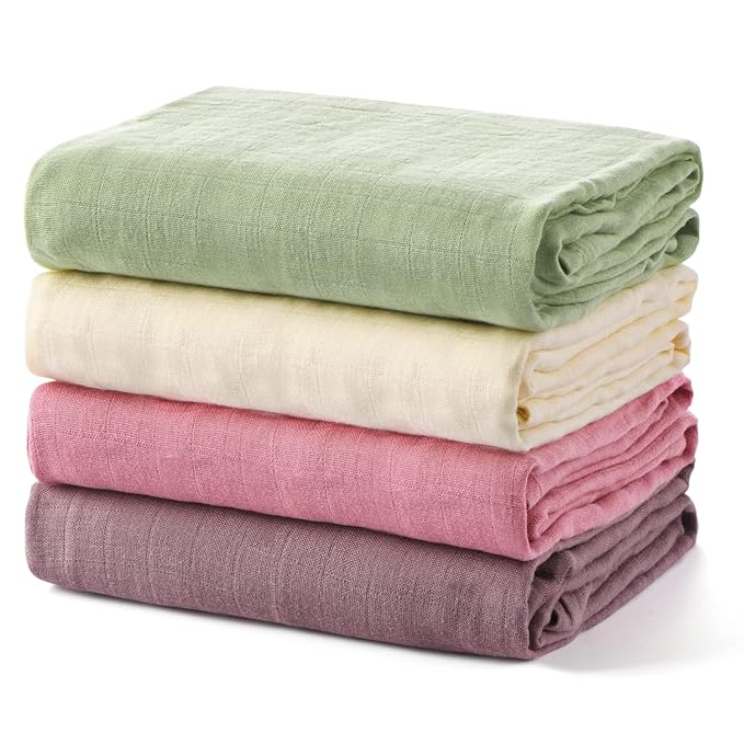Momcozy Muslin Swaddle Blankets, 4 Pack Ultra Soft Neutral Matching Baby by Momcozy