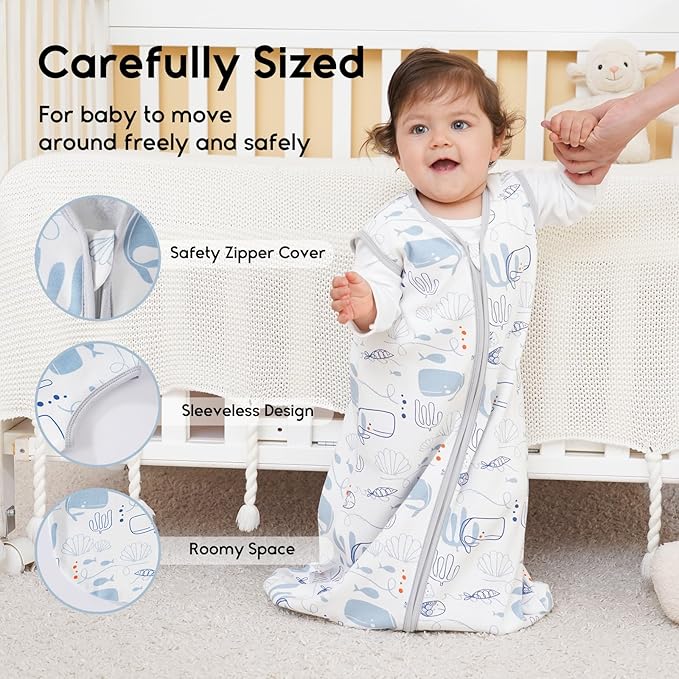 Yoofoss Baby Sleep Sack 6-12 Months 0.5 Tog Wearable Blanket - Image 3