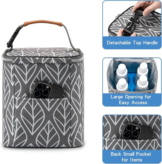 Breast Milk Cooler Bag with Ice Pack Fits 4 Baby Bottles Up to 9 Ounce - Image 3
