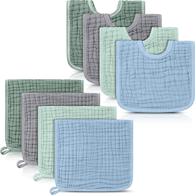 Tallew 8 Pack Baby Bibs and Muslin Burps by Tallew
