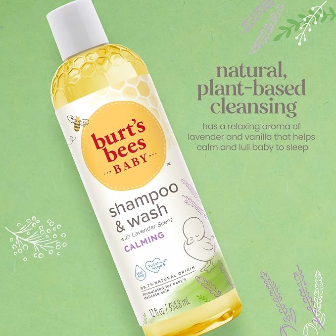 Burt's Bees Baby Shampoo & Wash, Calming Tear Free Baby Soap, 12 Fl Oz - Image 2