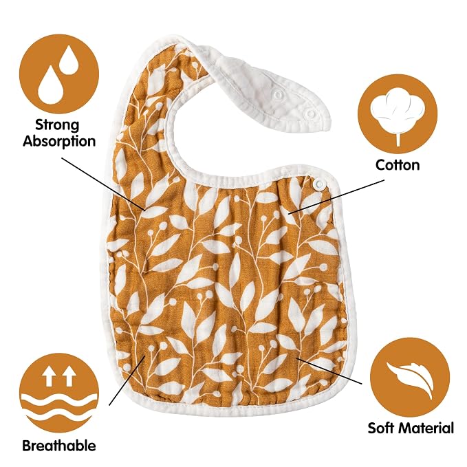Zainpe 6Pcs Muslin Cotton Bibs for Baby Flower Bunny Deer Adjustable Machine - Image 3