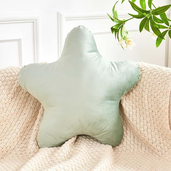 Sage Green Star Throw Pillow, Cute Star Pillow Room Decor, Soft 14.9" Star by XVTRU